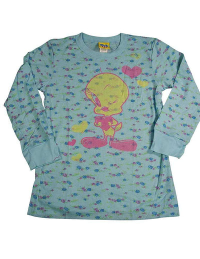 Junk Food - Big Girls' Long Sleeve Floral Thermal with Tweety Bird Tee Shirt