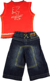 Mish Mish Baby Boys Infant Toddler Sleeveless Denim Jean 2 Piece Pant Sets