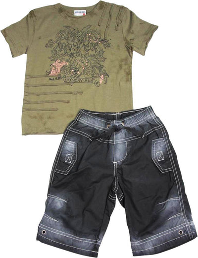 Mish Mish Infant Toddler Boys Cotton Short Sleeve Tank Tee Shirts Short Sets, 26672