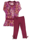 Lipstik Girls - Big Girls' Long Sleeve Retro Flower Pant Set