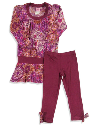 Lipstik Girls - Big Girls' Long Sleeve Retro Flower Pant Set