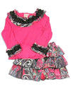 Me Me Me by Lipstik - Little Girls Long Sleeve Paisley Skirt Set