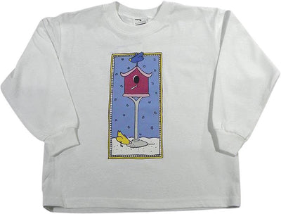 Mulberribush - Little Girls' Long Sleeve Birdhouse Shirt