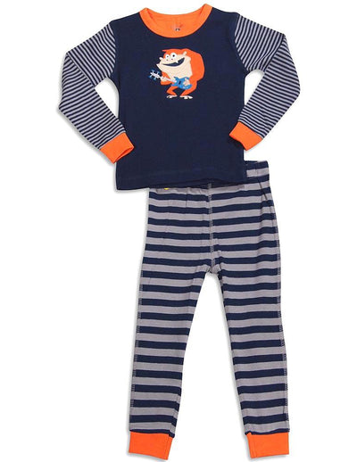 Petit Lem - Little Boys Long Sleeve Striped Monster Pajamas