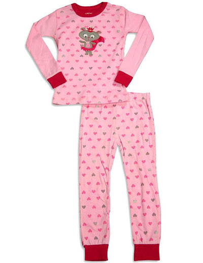 Petit Lem - Little Girls Long Sleeve Polka Dot Dog Pajamas