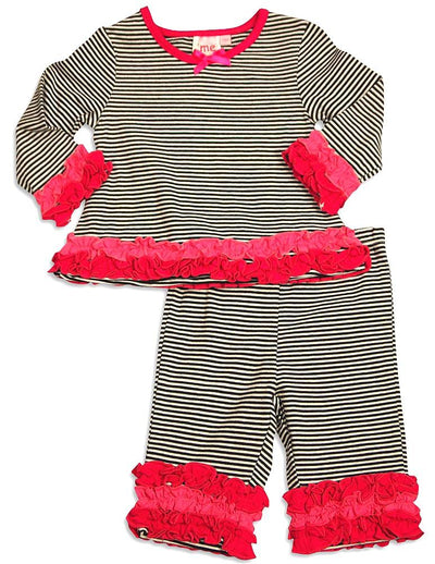 Me Me Me by Lipstik - Baby Girls Long Sleeve Stripe Pant Set