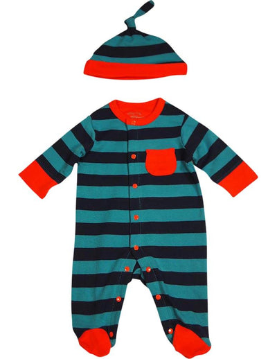 Offspring - Baby Boys Long Sleeve Coverall and Hat