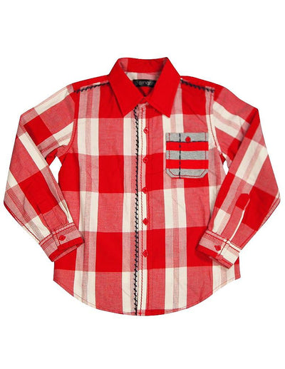 Smash - Little Boys Long Sleeve Western Inspired Shirt - 14 Color Combinations