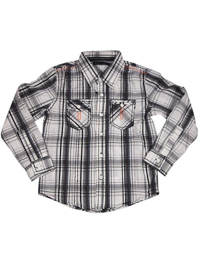 Smash Boys Sizes 4 - 14 Western Style Long Sleeve Button or Snap Down Shirt Top, 32947