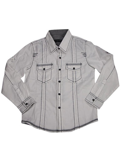 Smash Boys Sizes 4 - 14 Western Style Long Sleeve Button or Snap Down Shirt Top, 32947