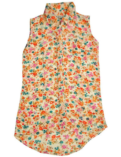 Flowers by Zoe - Big Girls' Sleeveless Floral Button Down Blouse