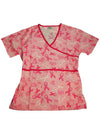 Breast Cancer Scrubs - Ladies Pink Ribbon/Butterfly Mock Wrap Scrub Top