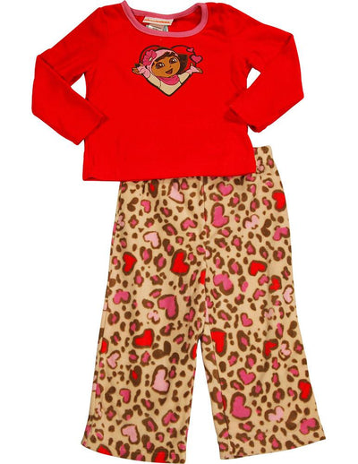 Dora the Explorer Toddler Girls 2 Piece Long Sleeve Fleece PJ Pajama Set, 38248