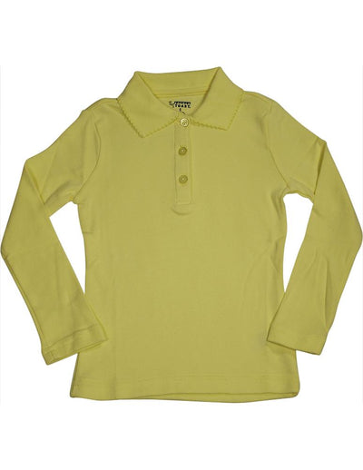 French Toast School Uniform Girls Long Sleeve Interlock Polo Shirt (Sizes 4-20), 33636