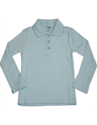 French Toast School Uniform Girls Long Sleeve Interlock Polo Shirt (Sizes 4-20), 33636