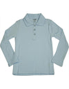 French Toast Girls' Long Sleeve Interlock Polo with Picot Collar