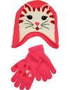 Winter Warm-Up - Little Girls' Cat Hat and Glove Set Fits Size 4-7