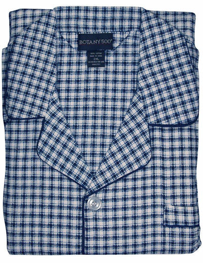 Botony 500 Mens Big Long Sleeve Long Leg Flannel Cotton Sleep Lounge Pajama Set, 33060