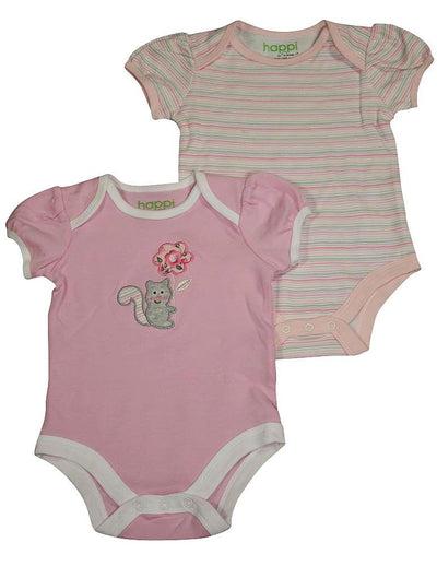 Happi by Dena - Baby Girls 2 Piece Short Sleeve Bodysuit Set