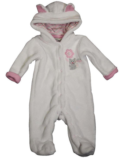 Happi by Dena - Baby Girls Long Sleeve Footed Velour Coverall