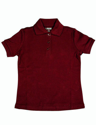 French Toast - Little Girls SS Interlock Fitted Knit Polo Picot Collar