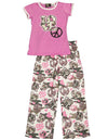 Fancy Girlz - Little Girls' Short Sleeve Leopard Hearts Pajamas