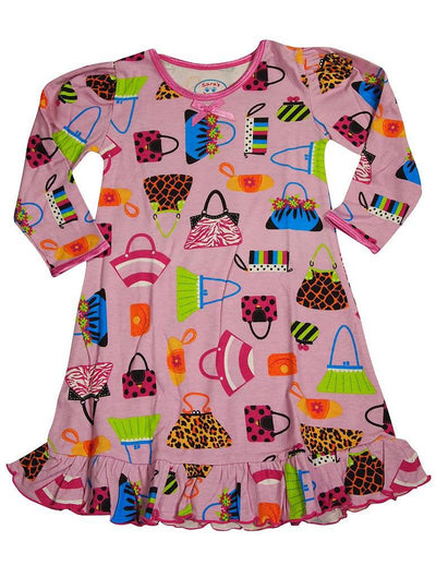 Sara's Prints Toddler Girls Long Sleeve Gown Multi Prints Ruffle Flame Resistant, 32735