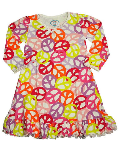 Sara's Prints Toddler Girls Long Sleeve Gown Multi Prints Ruffle Flame Resistant, 32735