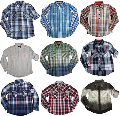 Smash Boys Sizes 4 - 14 Western Style Long Sleeve Button / Snap Down Shirt Top, 35893