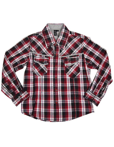 Smash Boys Sizes 4 - 14 Western Style Long Sleeve Button / Snap Down Shirt Top, 35893