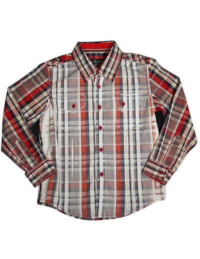 Smash Boys Sizes 4 - 14 Western Style Long Sleeve Button / Snap Down Shirt Top, 35893