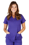 UltraSoft Premium 3 Pocket Mock Wrap Medical Scrub Top For Women - JUNIOR FIT