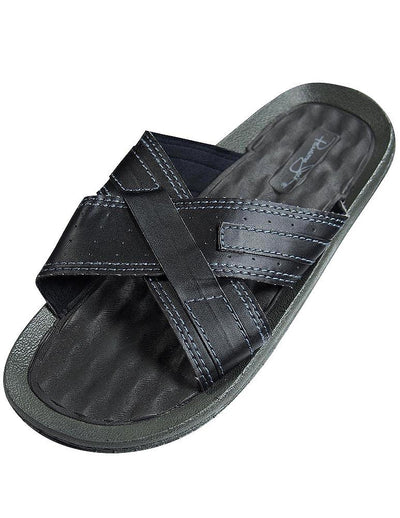 Panama Jack Mens Faux Leather X-Band Cross Band Slide Sandal Shoe, 36757