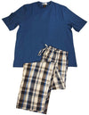 Majestic International Mens Short Sleeve Long Leg Loungewear Cotton Pajama Set, 36807