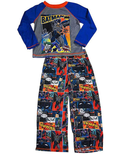 New Boys Batman Long Sleeve 2 Piece Flame Resistant Pajamas Set Sizes 4-10, 37792