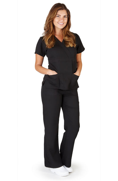 UltraSoft Premium Mock Wrap Medical Nursing Scrubs Set For Women - JUNIOR FIT