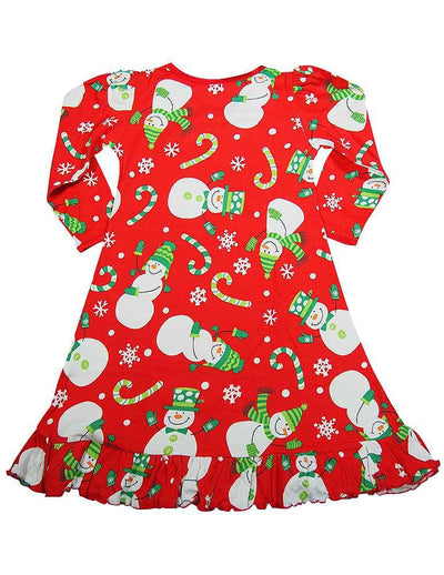 Sara's Prints Girls Long Sleeve Gown Holiday Ruffle Nightgown Flame Resistant, 37994