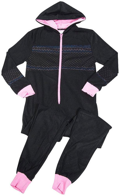 B O P J. - Ladies Cozy Hooded Micro Fleece Sleep Onesie PJ