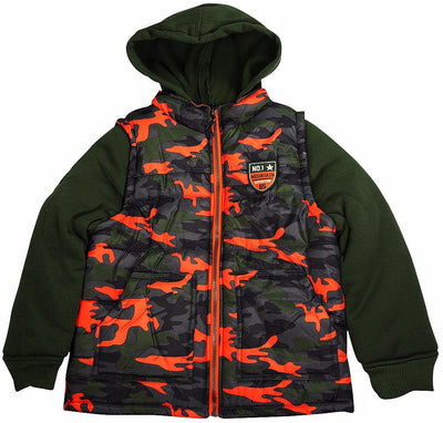 iXtreme - Big Boys Hooded Mock Camo Vest Winter Jacket