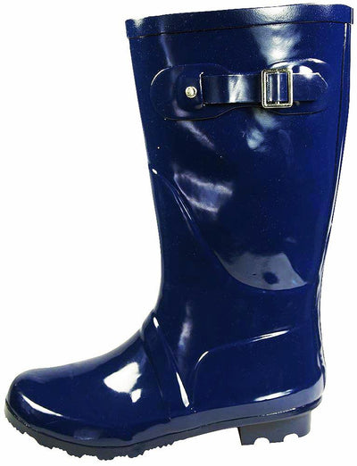 New Women Rain Boots Rubber Solid Color Mid Height Wellie Mid Calf Snow Rainboot, 38734