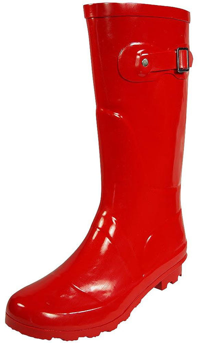 New Women Rain Boots Rubber Solid Color Mid Height Wellie Mid Calf Snow Rainboot, 38734