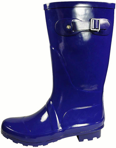 New Women Rain Boots Rubber Solid Color Mid Height Wellie Mid Calf Snow Rainboot, 38734