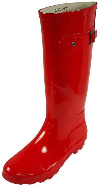 New Womens Rain Boots Rubber Solid Color Hi Height Wellie Hi Calf Snow Rainboots, 38740