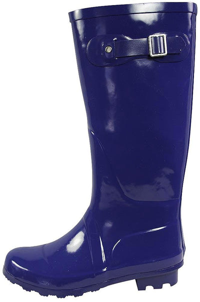 New Womens Rain Boots Rubber Solid Color Hi Height Wellie Hi Calf Snow Rainboots, 38740