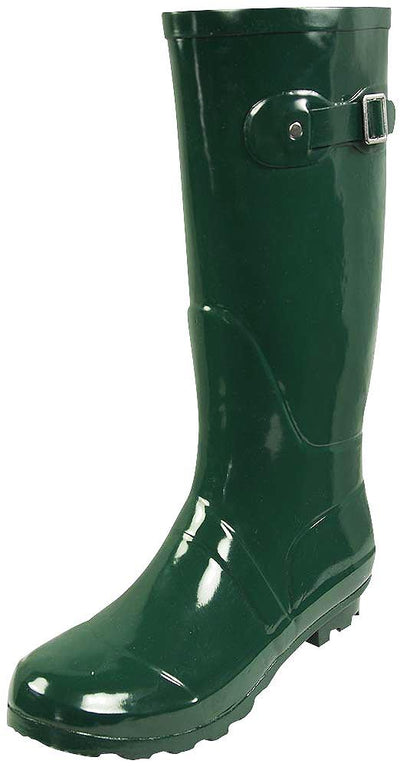 New Womens Rain Boots Rubber Solid Color Hi Height Wellie Hi Calf Snow Rainboots, 38740