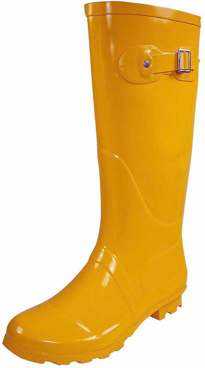 New Womens Rain Boots Rubber Solid Color Hi Height Wellie Hi Calf Snow Rainboots, 38740