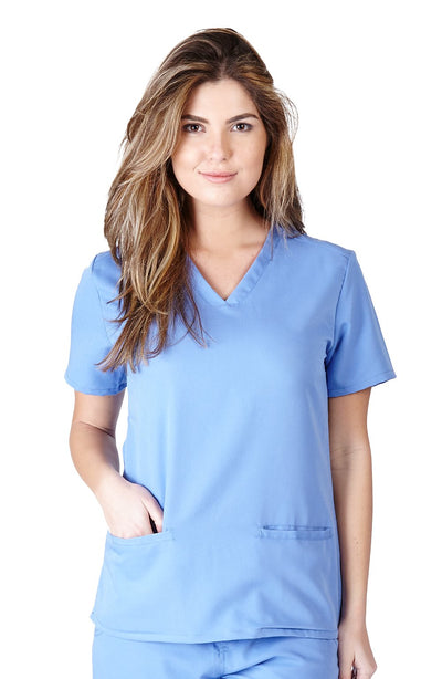 UltraSoft Premium Classic 3 Pocket V-Neck Medical Scrub Top For Women - JUNIOR FIT