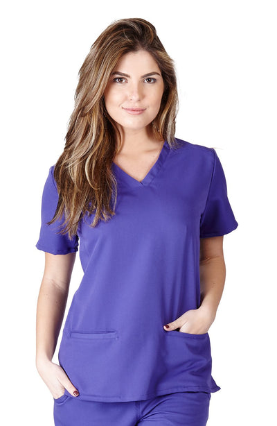 UltraSoft Premium Classic 3 Pocket V-Neck Medical Scrub Top For Women - JUNIOR FIT