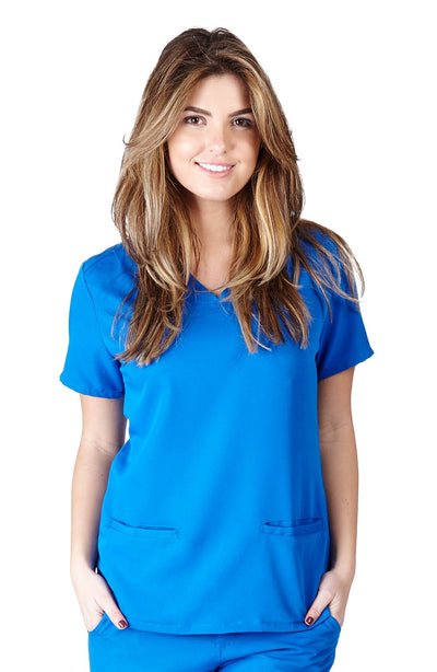 UltraSoft Premium Classic 3 Pocket V-Neck Medical Scrub Top For Women - JUNIOR FIT