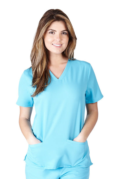 UltraSoft Premium Classic 3 Pocket V-Neck Medical Scrub Top For Women - JUNIOR FIT